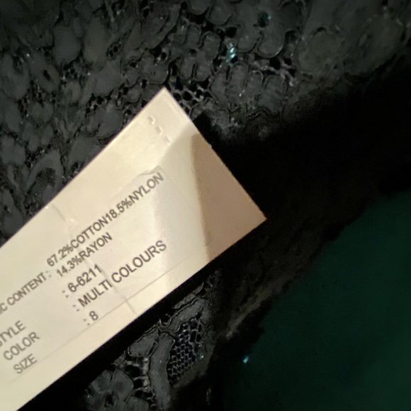 Teri Jon by Rickie Freeman Black 3D Lace Cap Sleeve Floral Print Midi Dr… - Picture 15 of 16